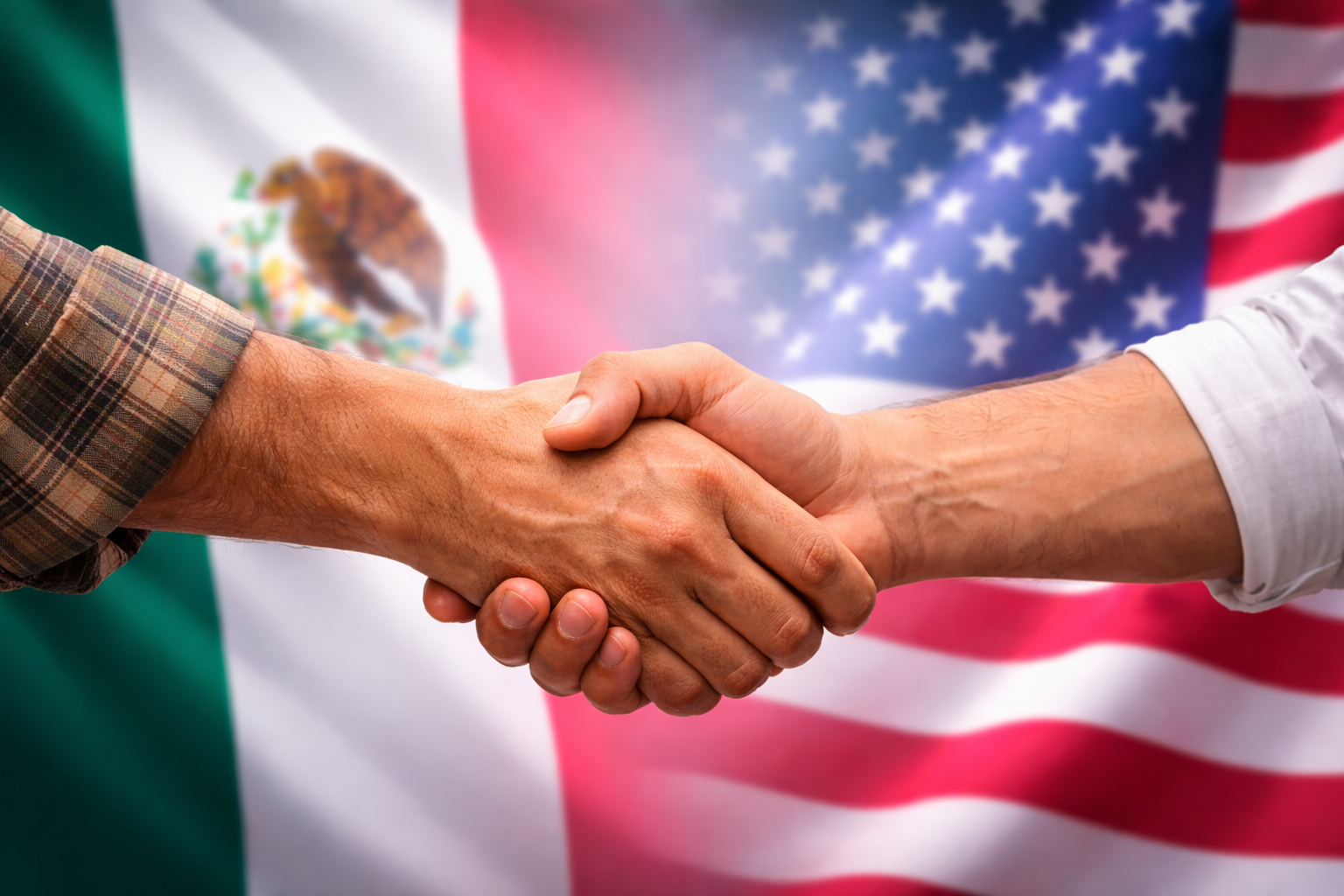 Mexico and USA partnership handshake